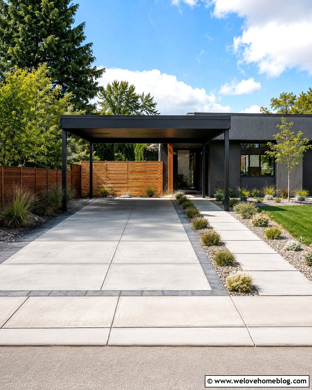 Modern Concrete Carport Driveway - 20 Carport Driveway Ideas