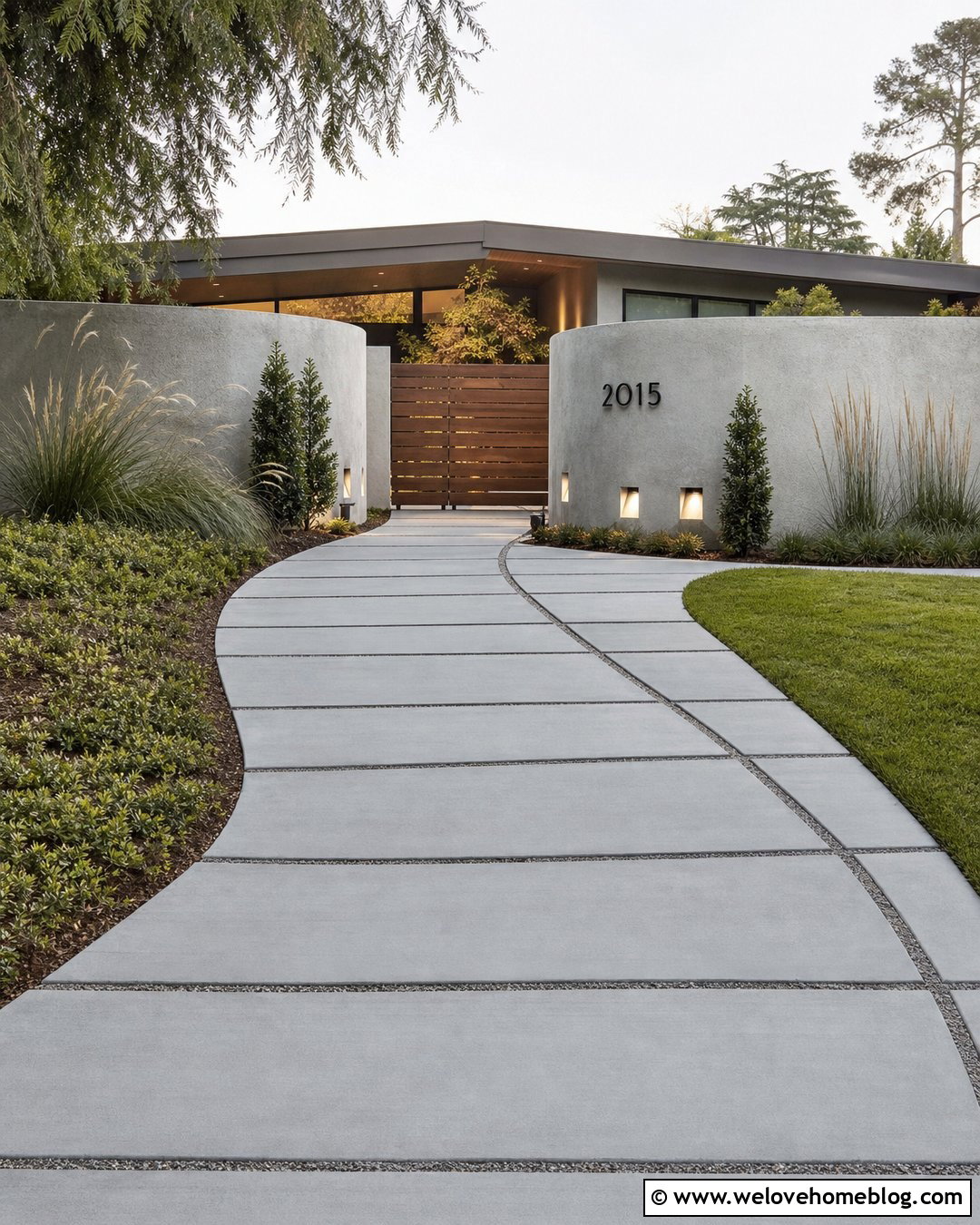 Modern Concrete Curved Driveway Entrance Walls - 20 curved driveway entrance walls ideas