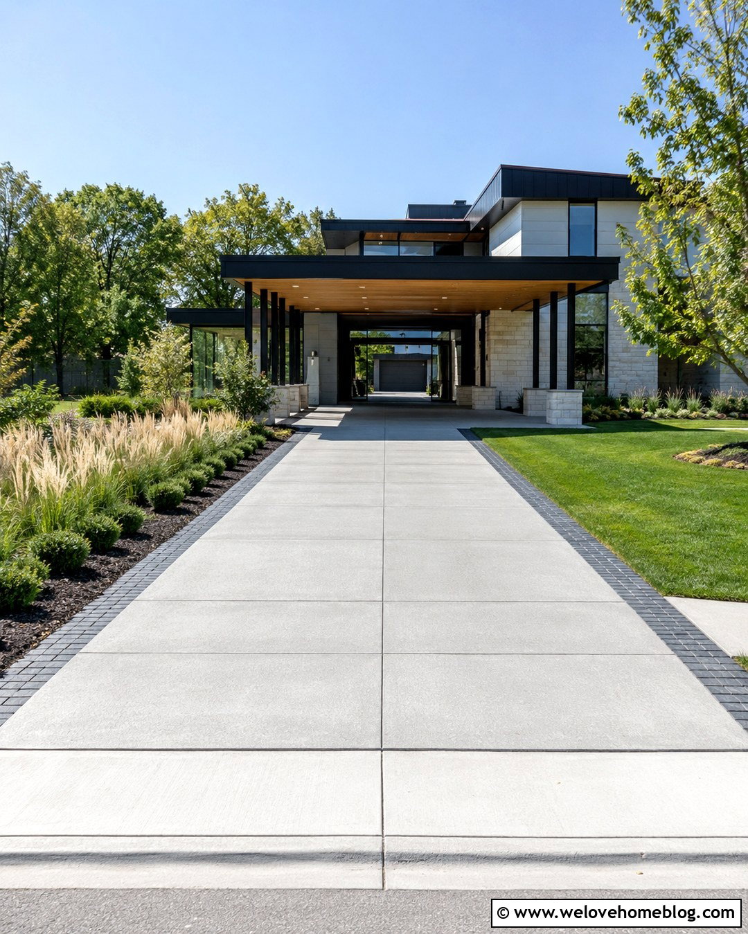 Modern Concrete Driveway Porch - 20 Driveway Porch Ideas