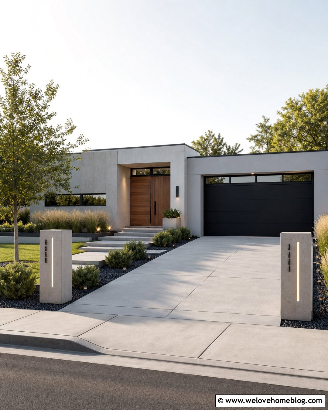 Modern Concrete Driveway Posts With Lights - 20 end of driveway post ideas