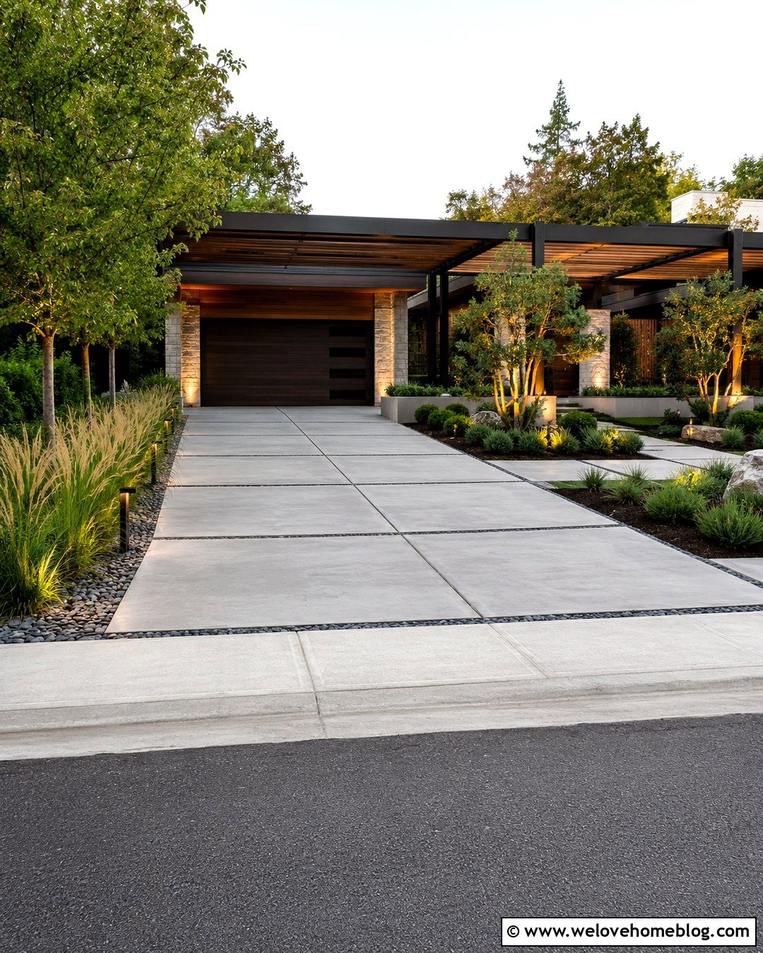 Modern Concrete Driveway Trellis - 20 Trellis Over Driveway Ideas