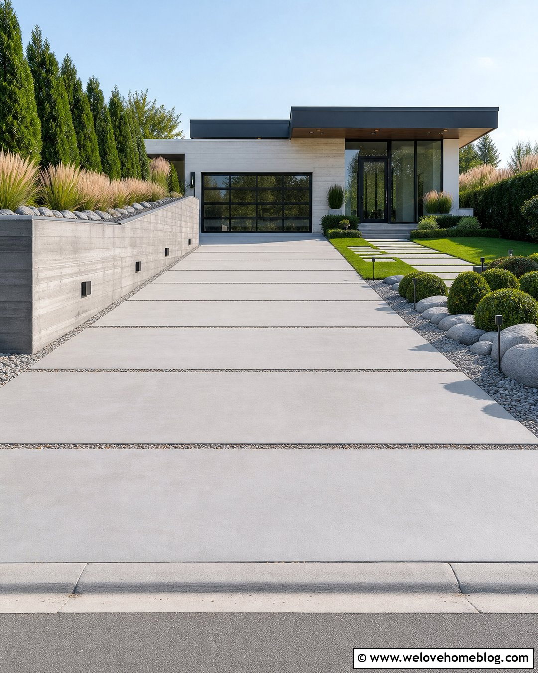 Modern Concrete Driveway Wall - 30 Driveway Wall Ideas