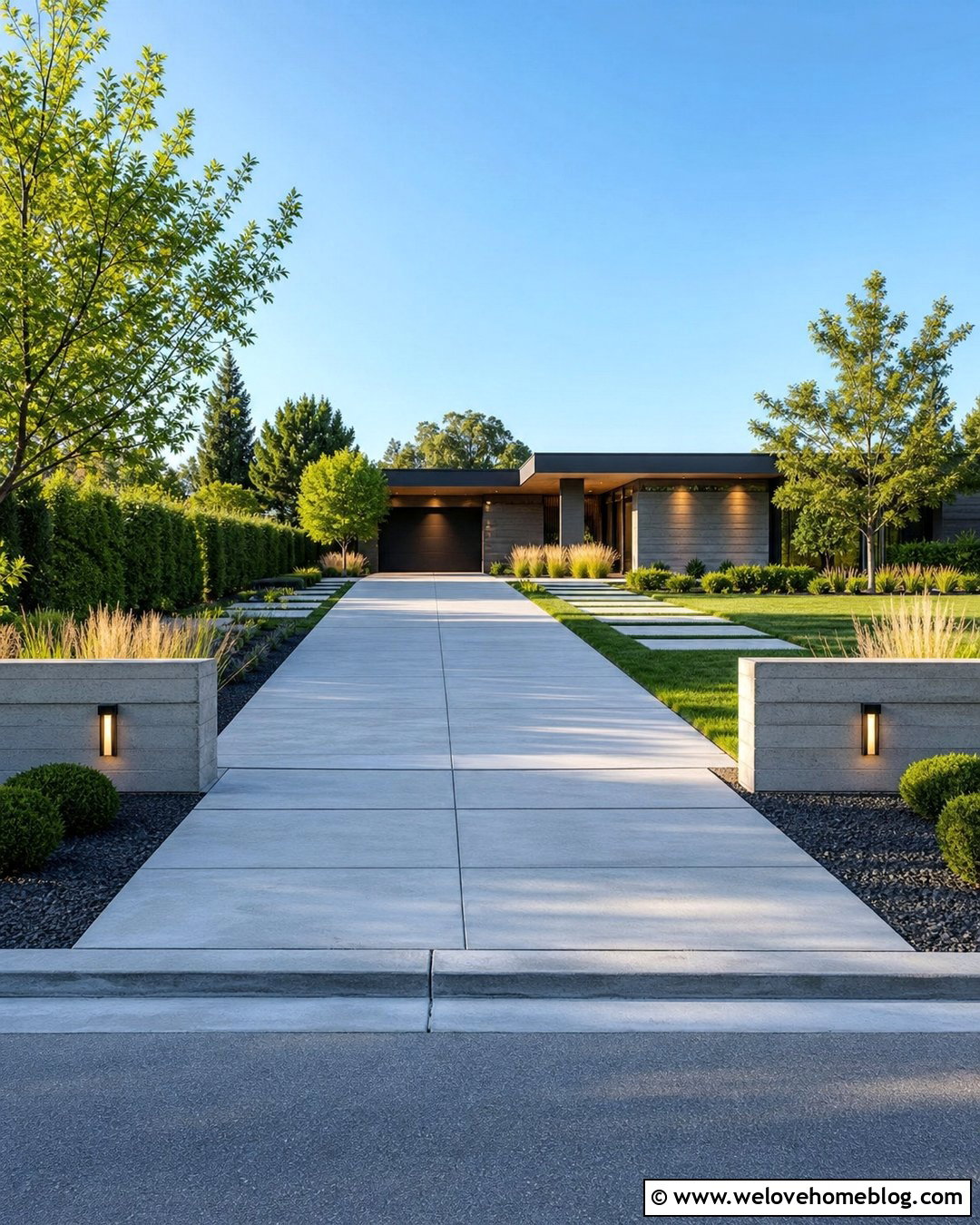 Modern Concrete Driveway Wall Lighting - 25 Driveway Lighting Entrance Ideas