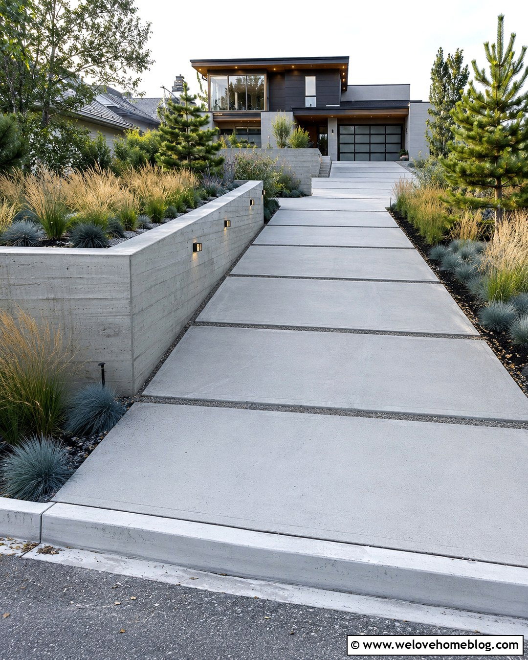 Modern Concrete Driveway Wall - 20 Driveway Wall Project Ideas