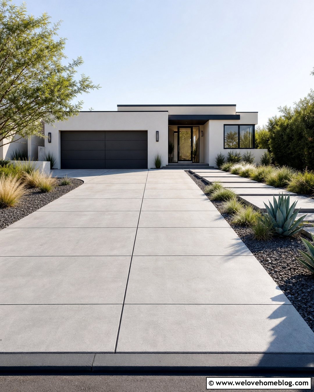 Modern Concrete Driveway With Flush Curb - 20 driveway with curb ideas