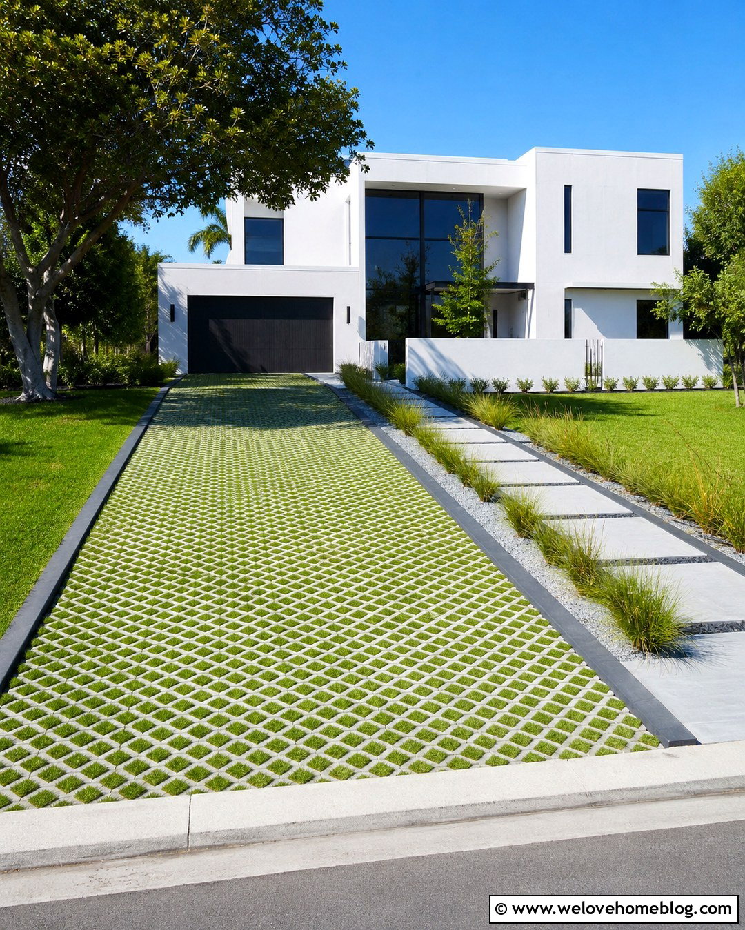 Modern Concrete Grass Paver Driveway - 20 Grass Driveway Pavers Ideas