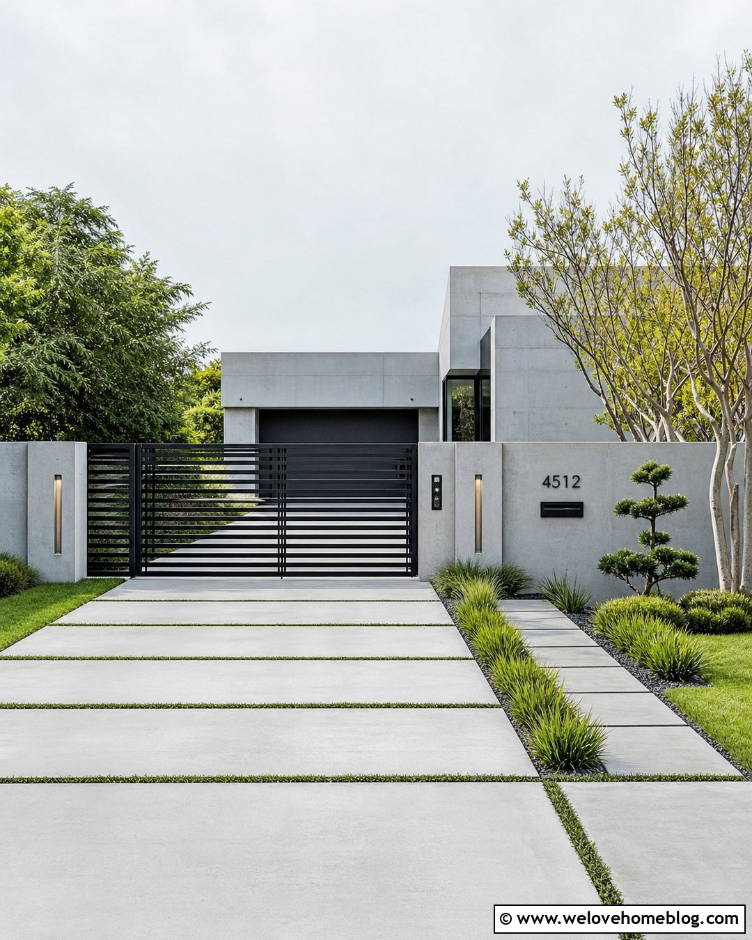 Modern Concrete Pillar Driveway Gate - 20 Modern Entry Gates Driveway Ideas