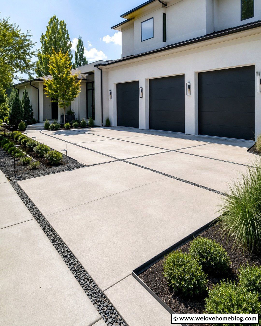 Modern Concrete Slab Car Driveway - 20 3 Car Driveway Ideas