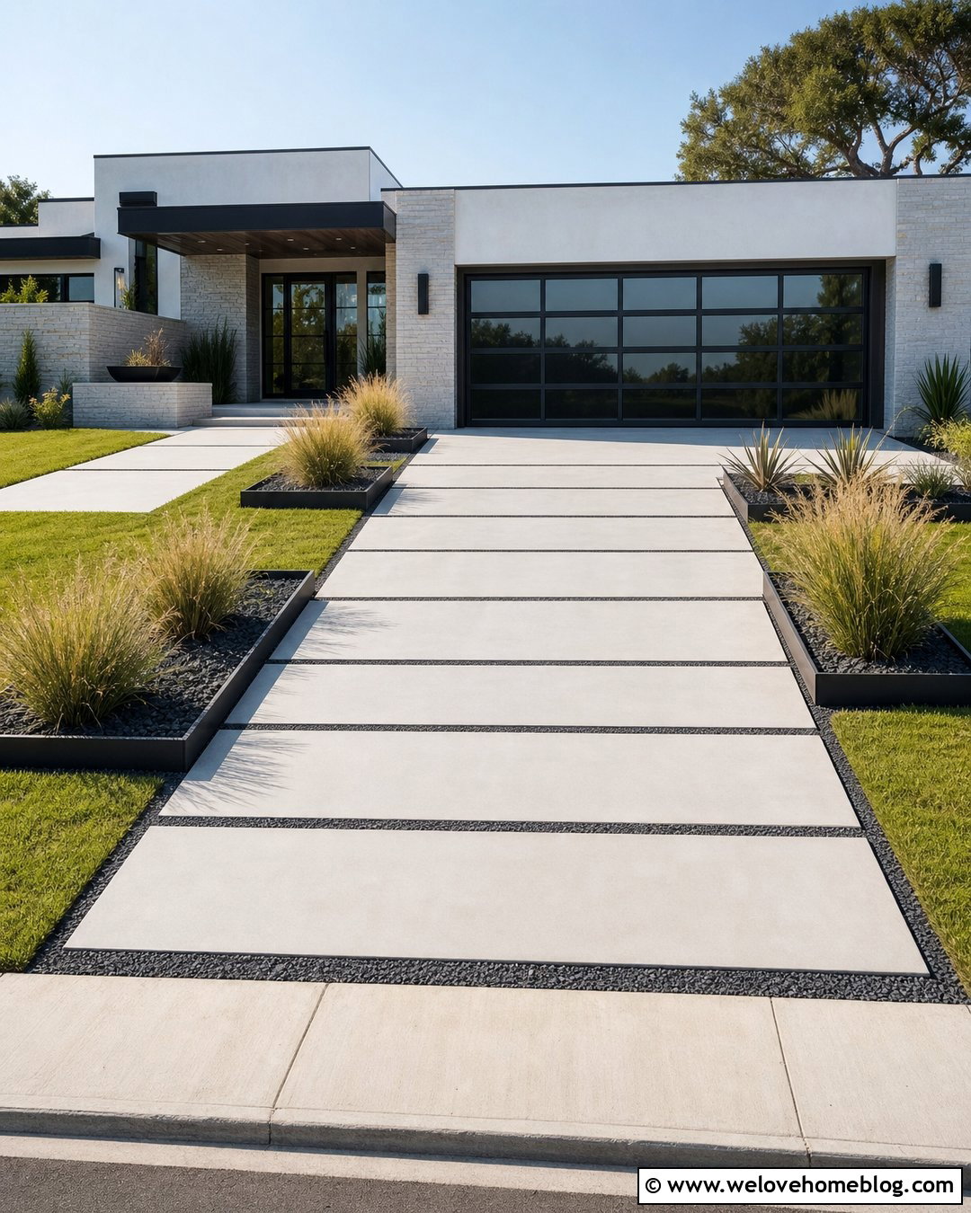 Modern Concrete Strip Driveway Extension - 40 widen driveway ideas