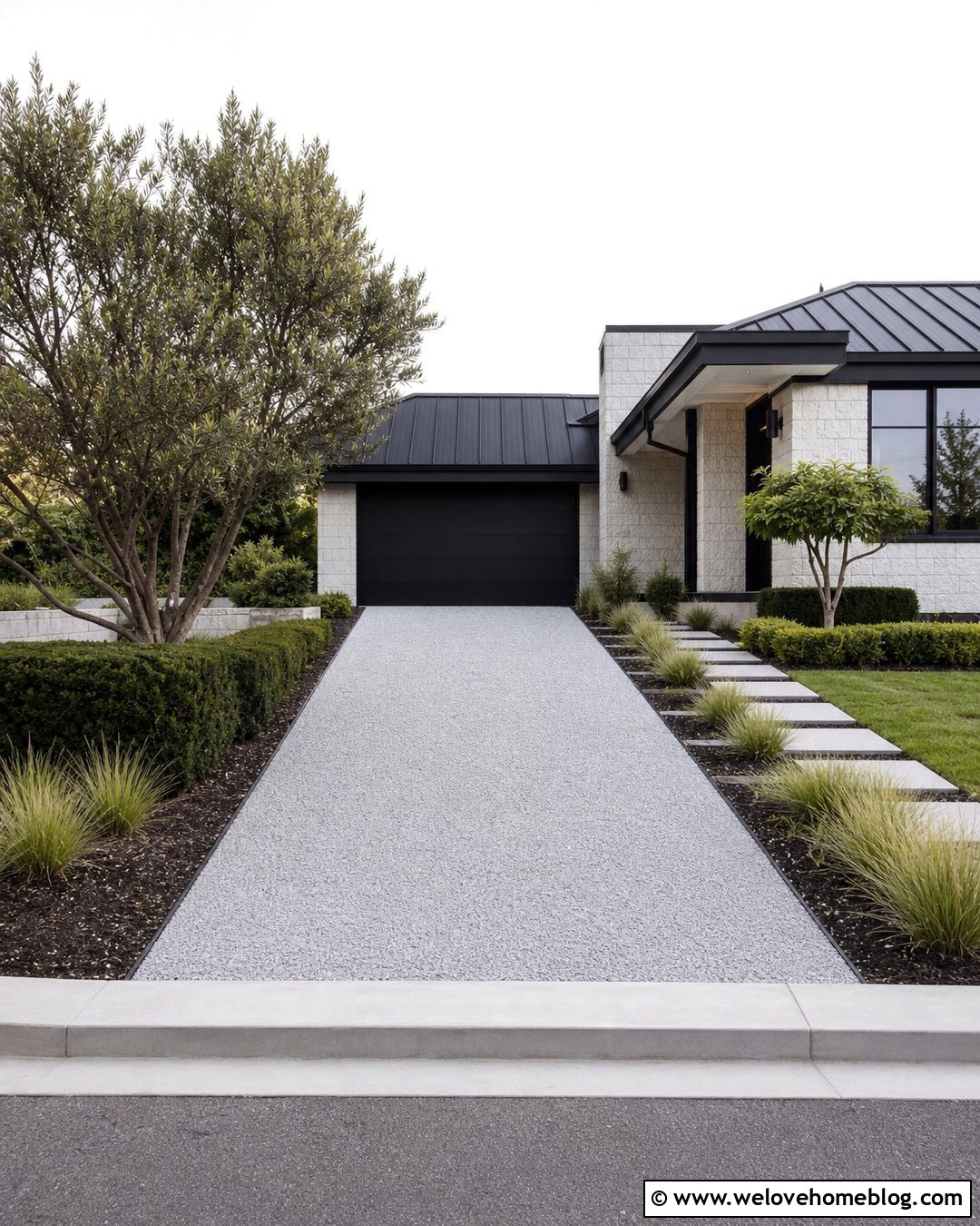 Modern Crushed Limestone Driveway With Steel Edging - 25 Crushed Limestone Driveway Ideas