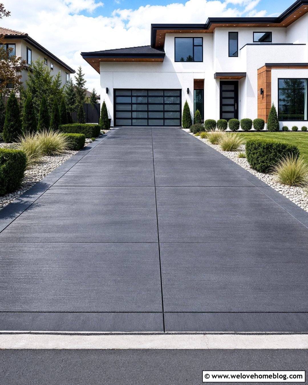 Modern Dark Grey Concrete Driveway - 20 Dark Grey Concrete Driveway Ideas