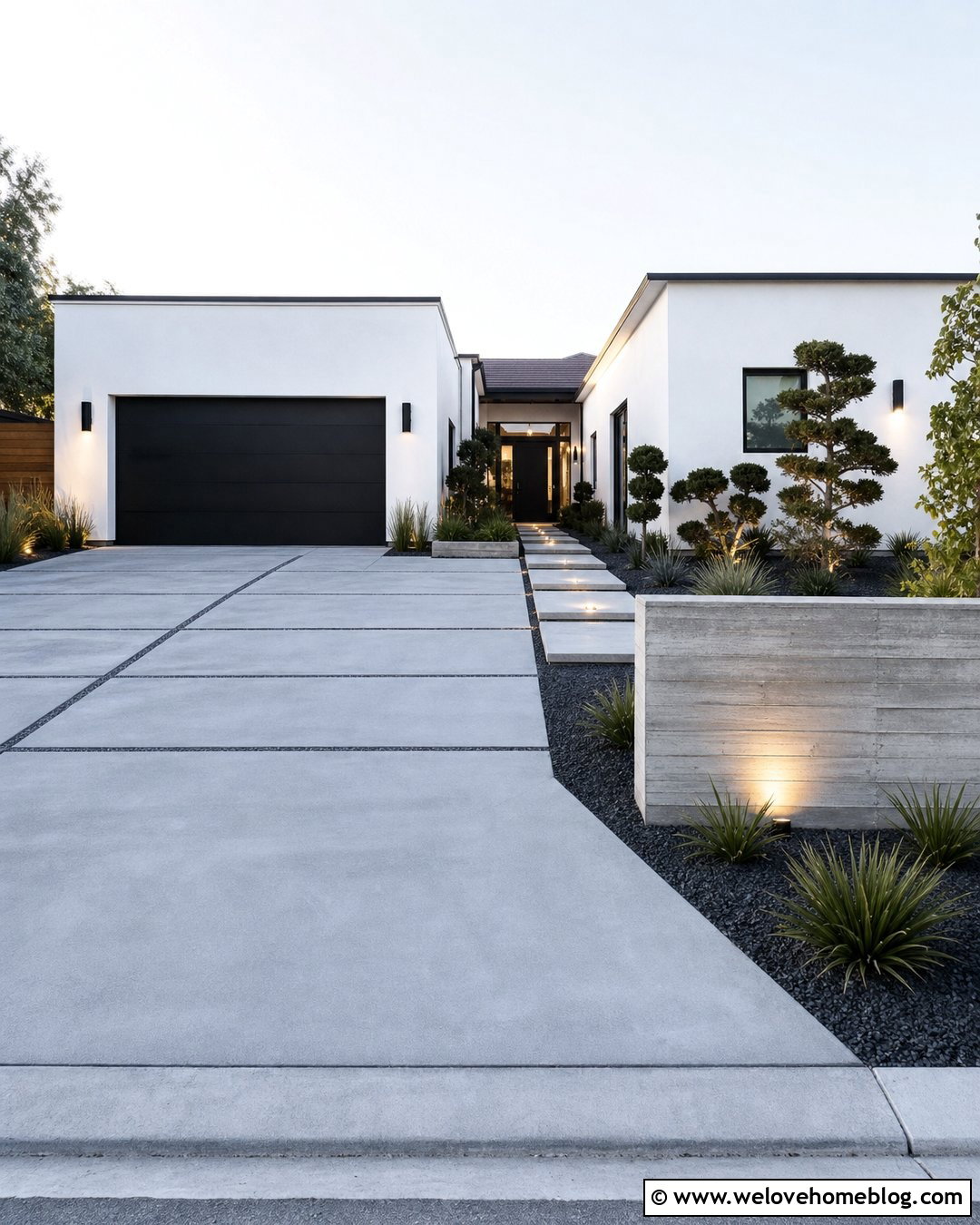 Modern Driveway Apron With Address Walls - 20 driveway apron landscaping ideas