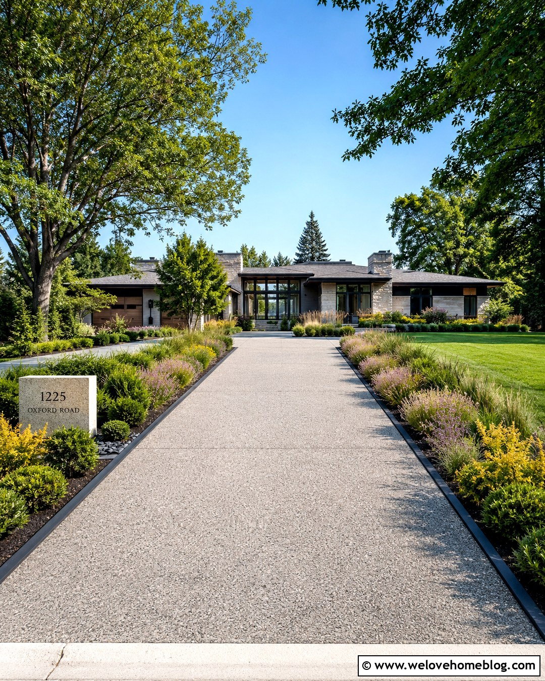 Modern Driveway Entrance With Native Grasses - 20 Modern Driveway Design Entrance Ideas