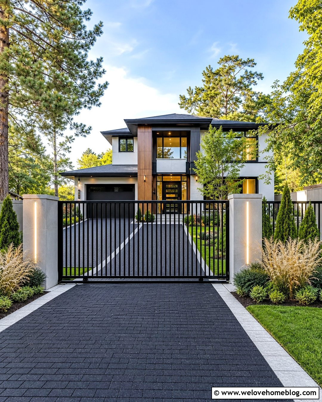 Modern Driveway Gate With Lighting - 20 modern gate driveway ideas