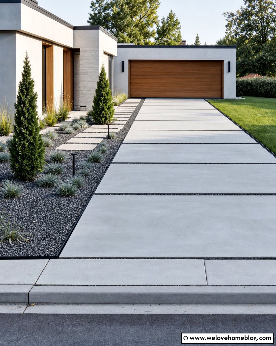 Modern Driveway Landscaping With Ornamental Grasses - 20 front house driveway landscaping ideas