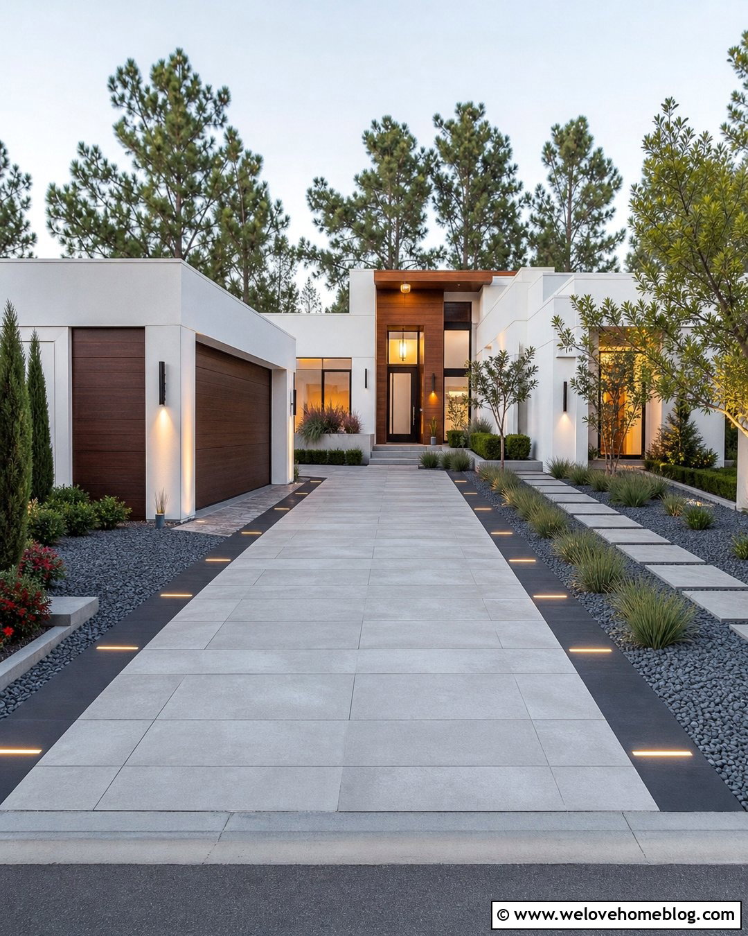 Modern Driveway Paver Strip Lights - 20 Driveway Paver Lights Ideas