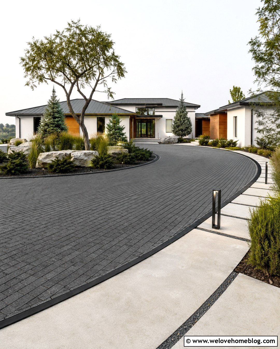 Modern Driveway Turning Circle With Steel Edging - 20 Driveway Turning Circle Ideas
