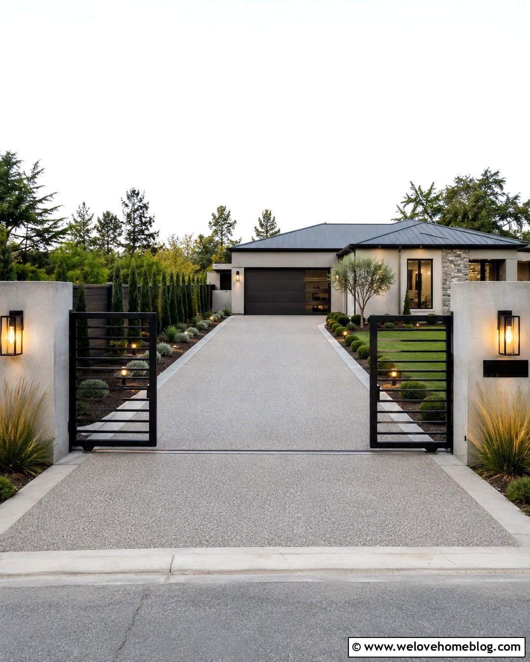 Modern Driveway With A Minimal Entry Gate - 20 modern driveway landscaping ideas