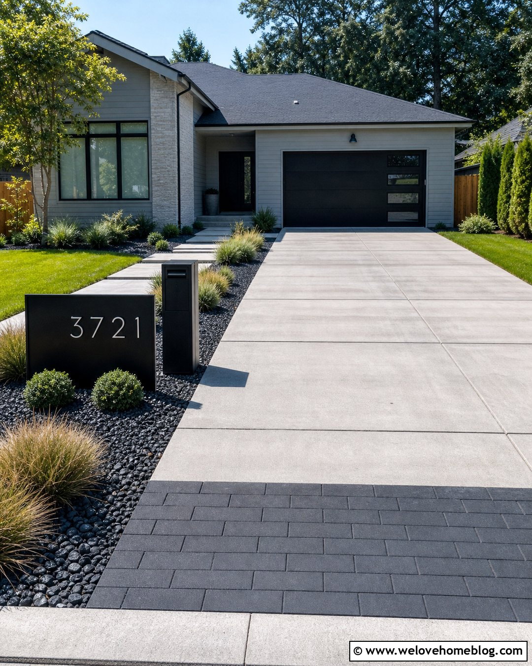 Modern Driveway With Address Sign - 45 modern driveway ideas