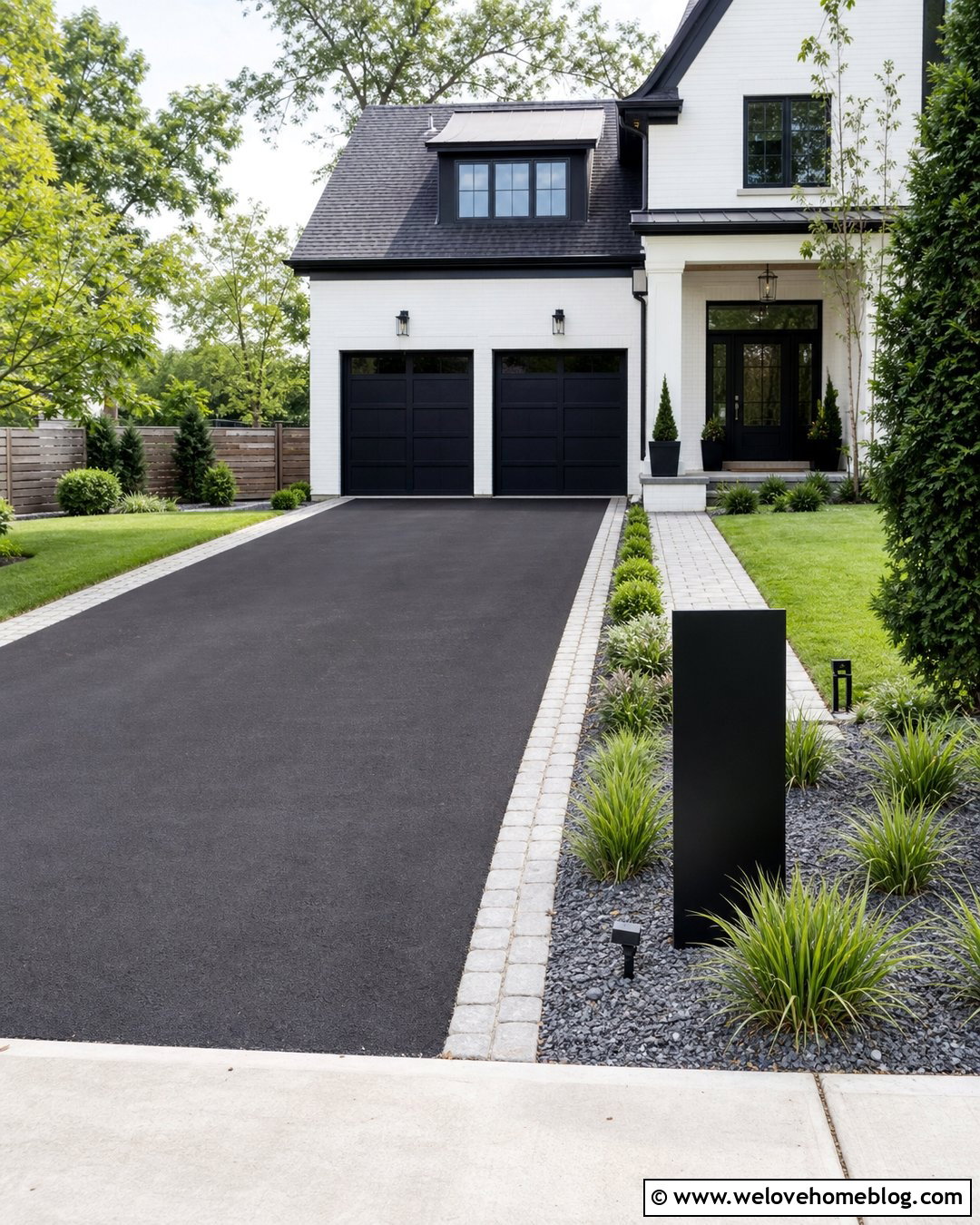 Modern Driveway With Address Sign - 35 Modern Driveway Design Ideas
