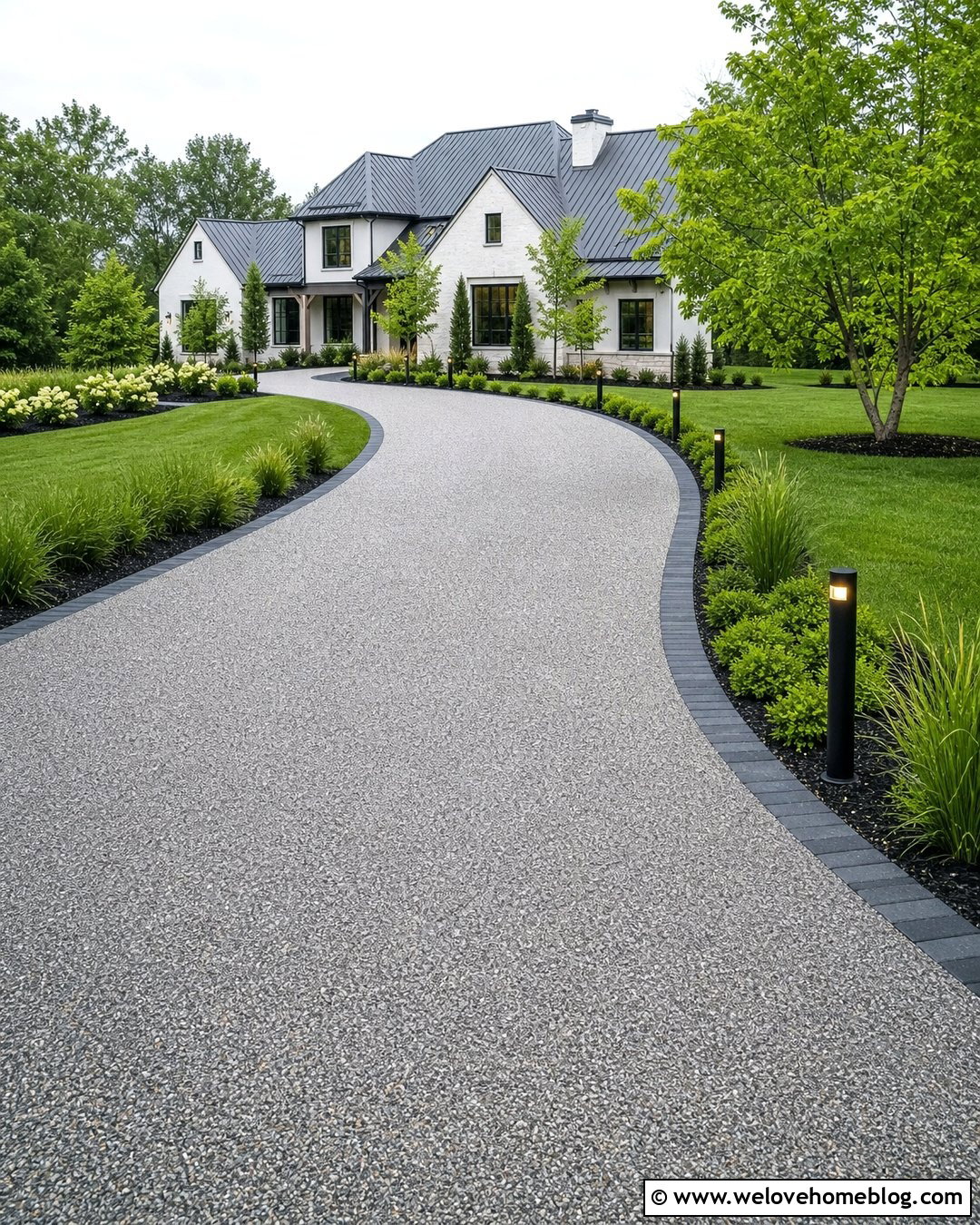 Modern Driveway With Bollard Lights - 45 modern driveway ideas