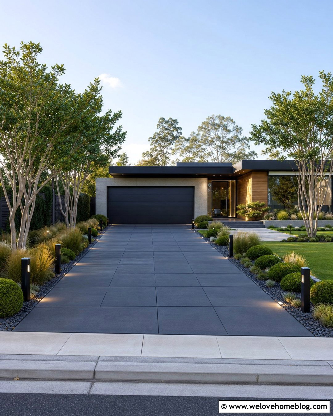 Modern Driveway With Built In Lighting - 25 Driveways Modern Front Yard Landscaping Entrance Ideas