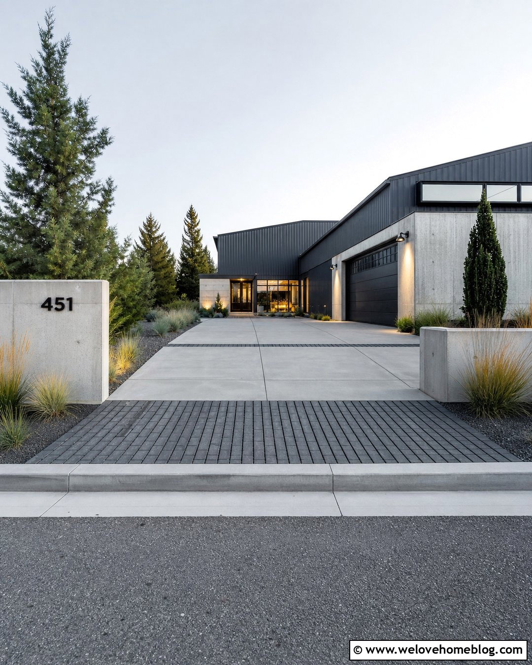 Modern Driveway With Cobblestone Apron - 25 Driveway Modern Ideas