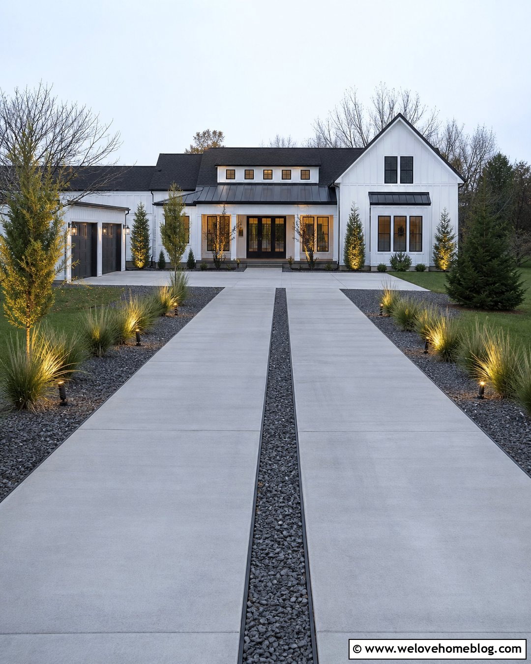 Modern Driveway With Concrete Ribbons - 25 Driveway Modern Ideas