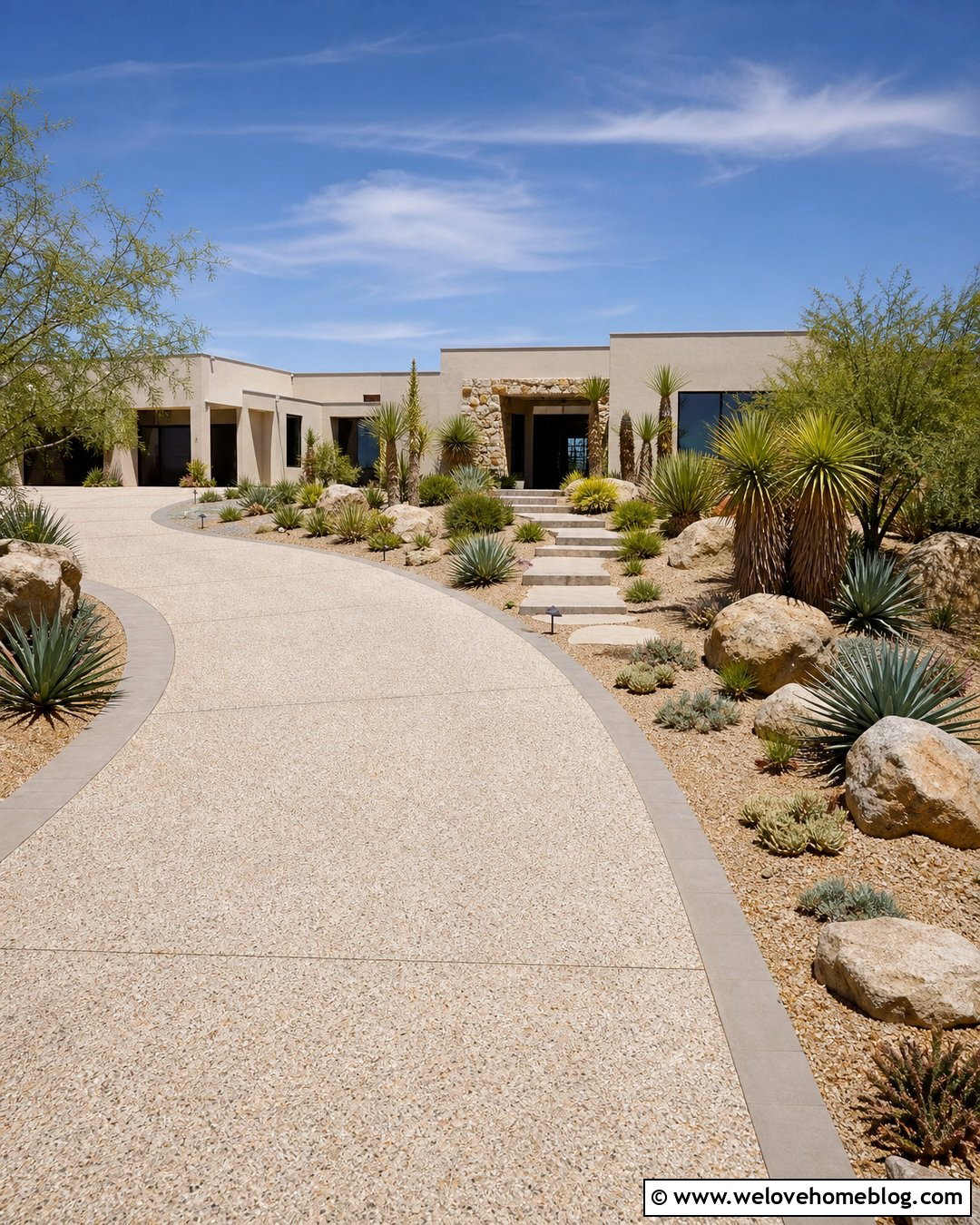 Modern Driveway With Drought Tolerant Landscaping - 25 Driveways Modern Front Yard Landscaping Entrance Ideas