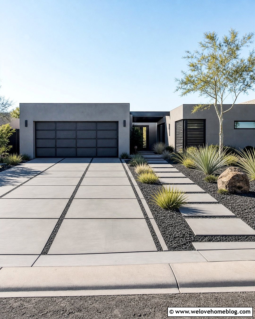 Modern Driveway With Gravel Joints - 25 Driveway Modern Ideas