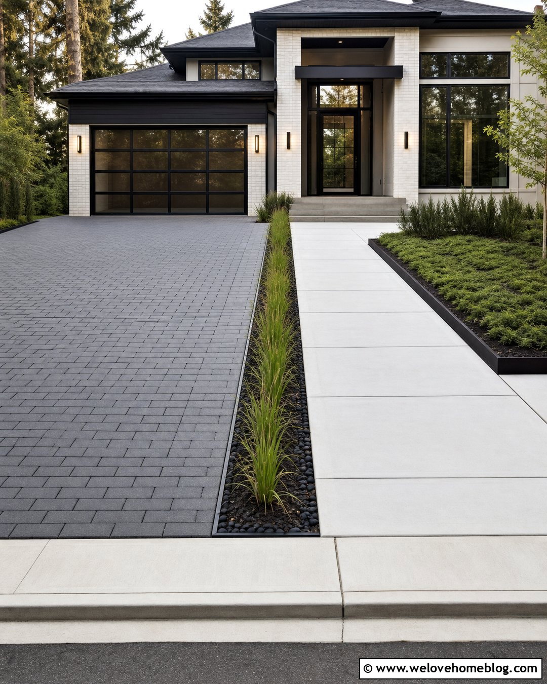 Modern Driveway With Integrated Walkway - 45 modern driveway ideas