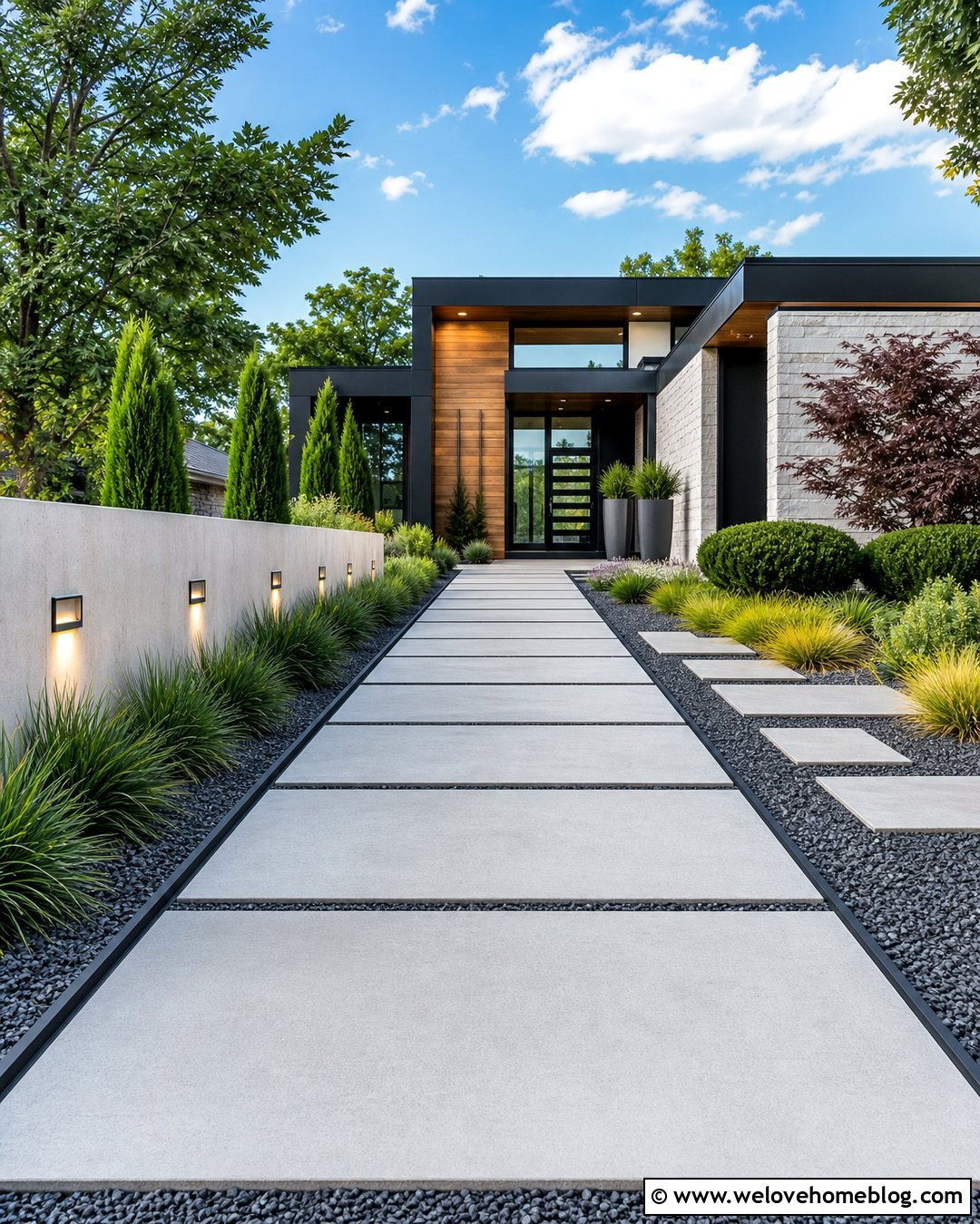 Modern Driveway With Large Concrete Pavers - 35 home driveway ideas