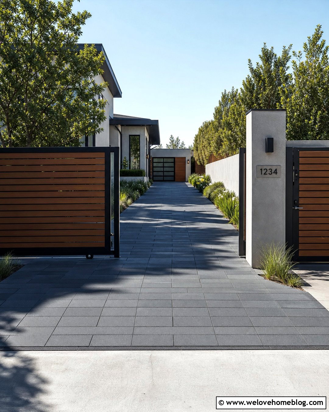 Modern Driveway With Sliding Gate - 45 modern driveway ideas
