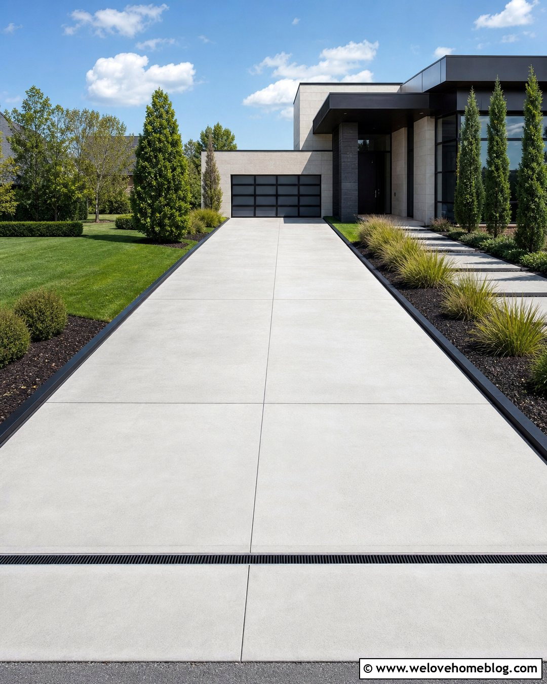 Modern Driveway With Slot Drain - 35 Driveway Drain Ideas