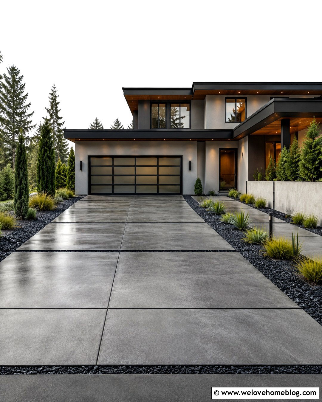 Modern Driveway With Steel Lining - 20 Lining Driveway Ideas