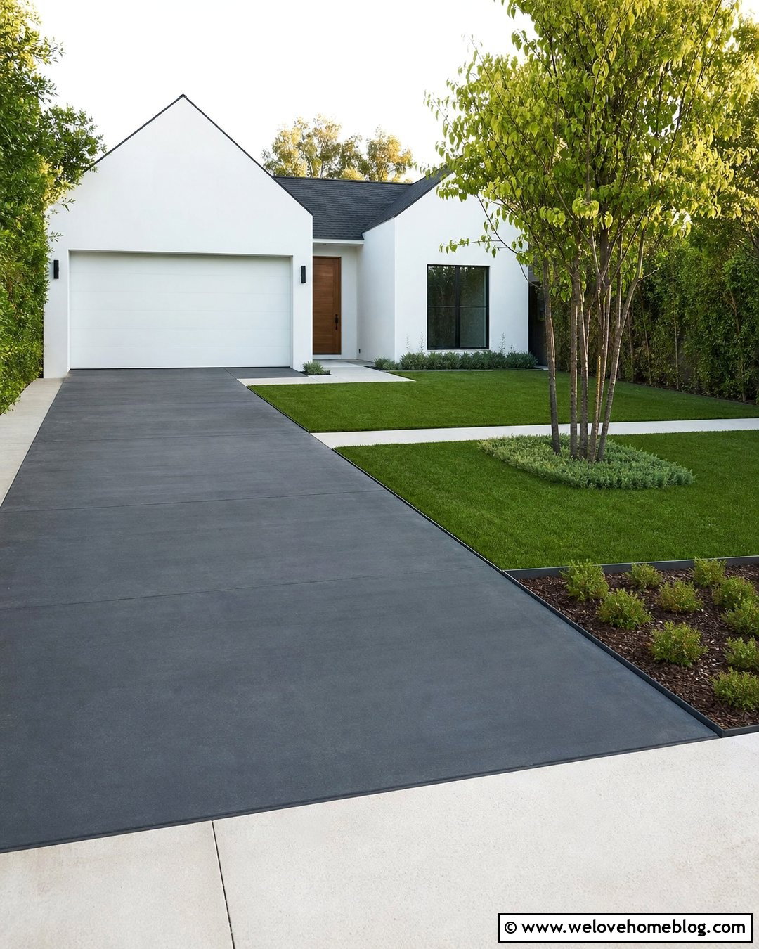 Modern Driveway With a Minimalist Lawn - 25 Driveways Modern Front Yard Landscaping Entrance Ideas