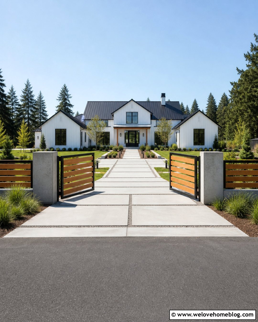 Modern Farm Gate With Concrete Driveway - 25 Farm Gates Entrance Driveways Ideas