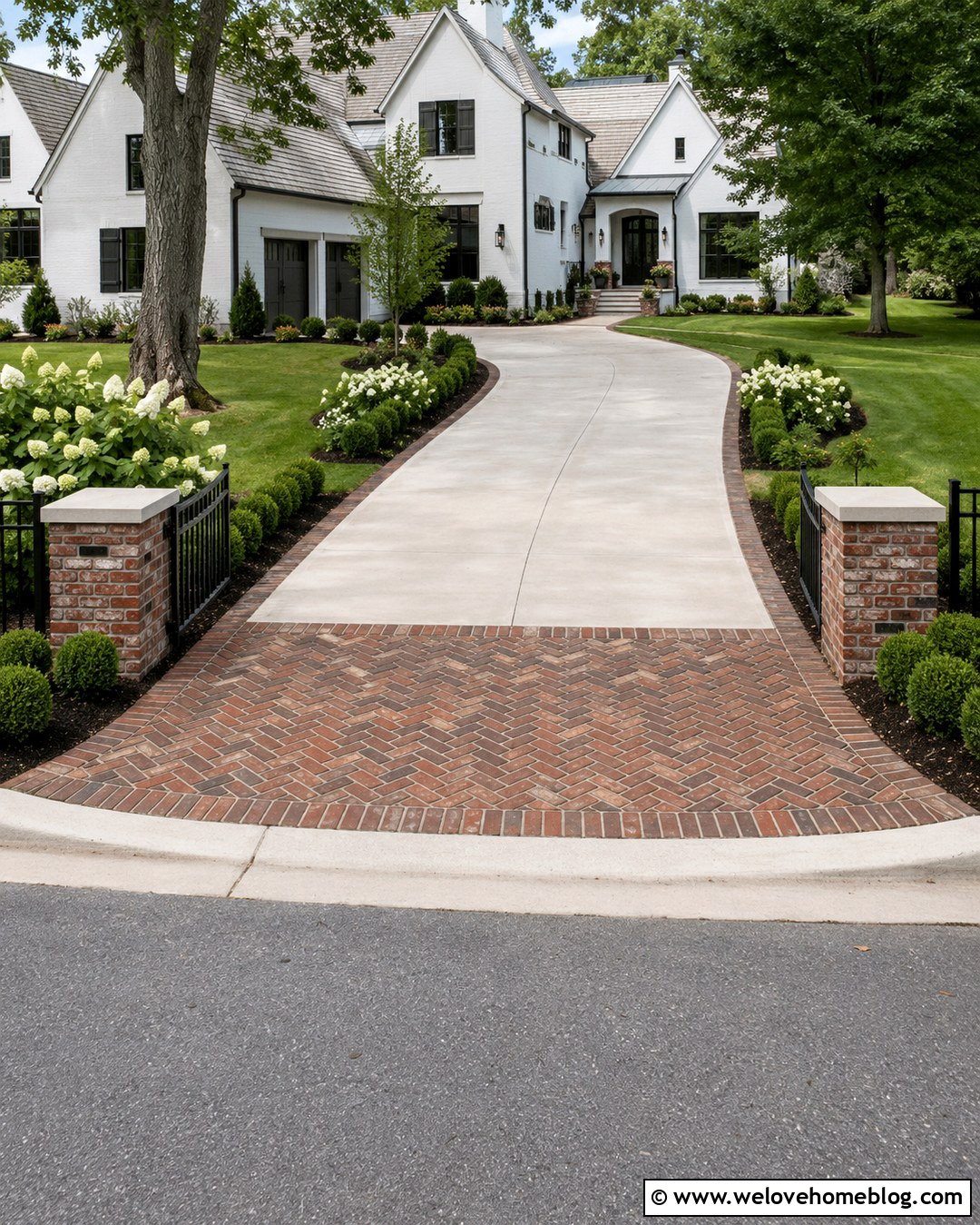 Modern Farmhouse Driveway Entrance With Brick Apron - 20 modern farmhouse driveway entrance ideas
