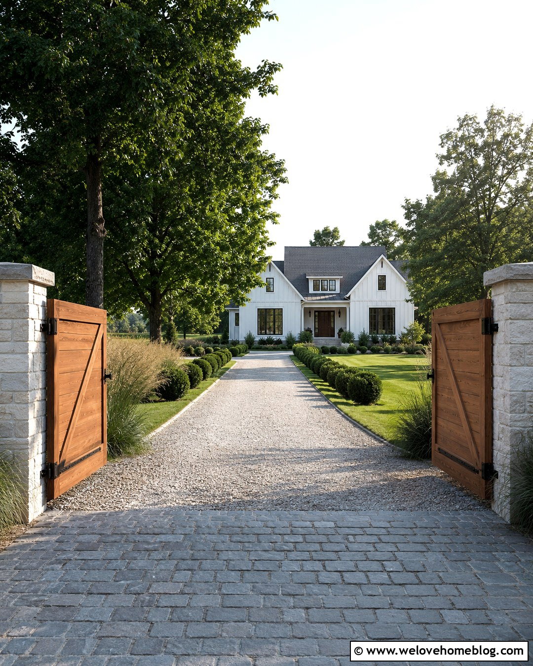 Modern Farmhouse Driveway Entrance With Cedar Gate - 20 modern farmhouse driveway entrance ideas