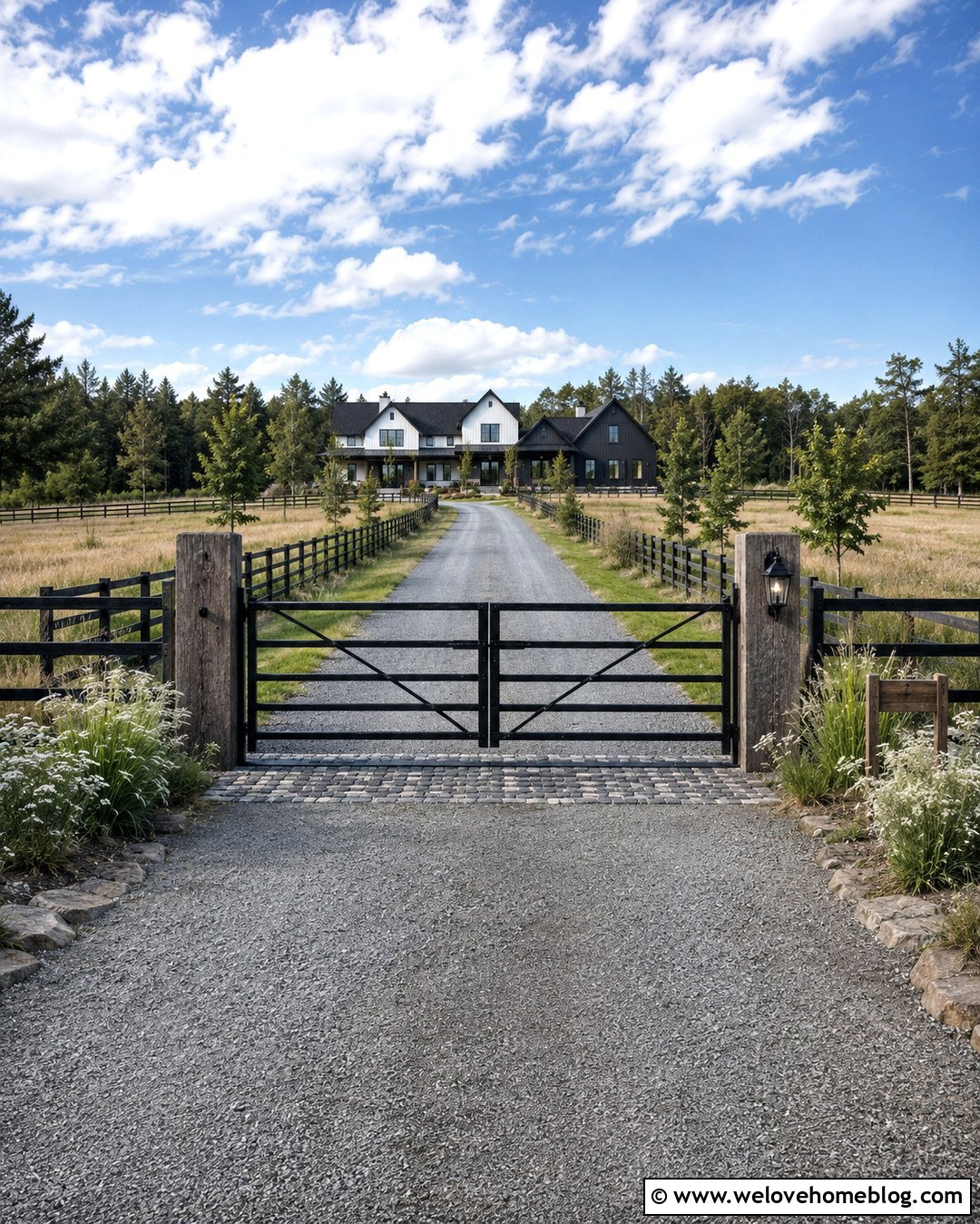 Modern Farmhouse Driveway Entrance With Farm Gate - 20 modern farmhouse driveway entrance ideas