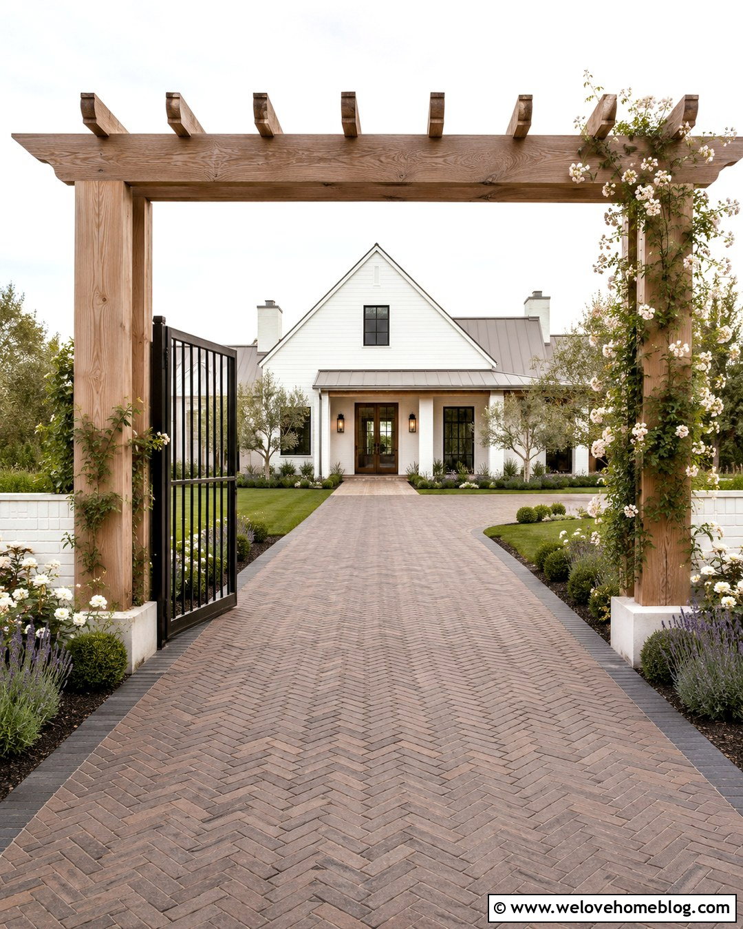 Modern Farmhouse Driveway Entrance With Pergola Gate - 20 modern farmhouse driveway entrance ideas