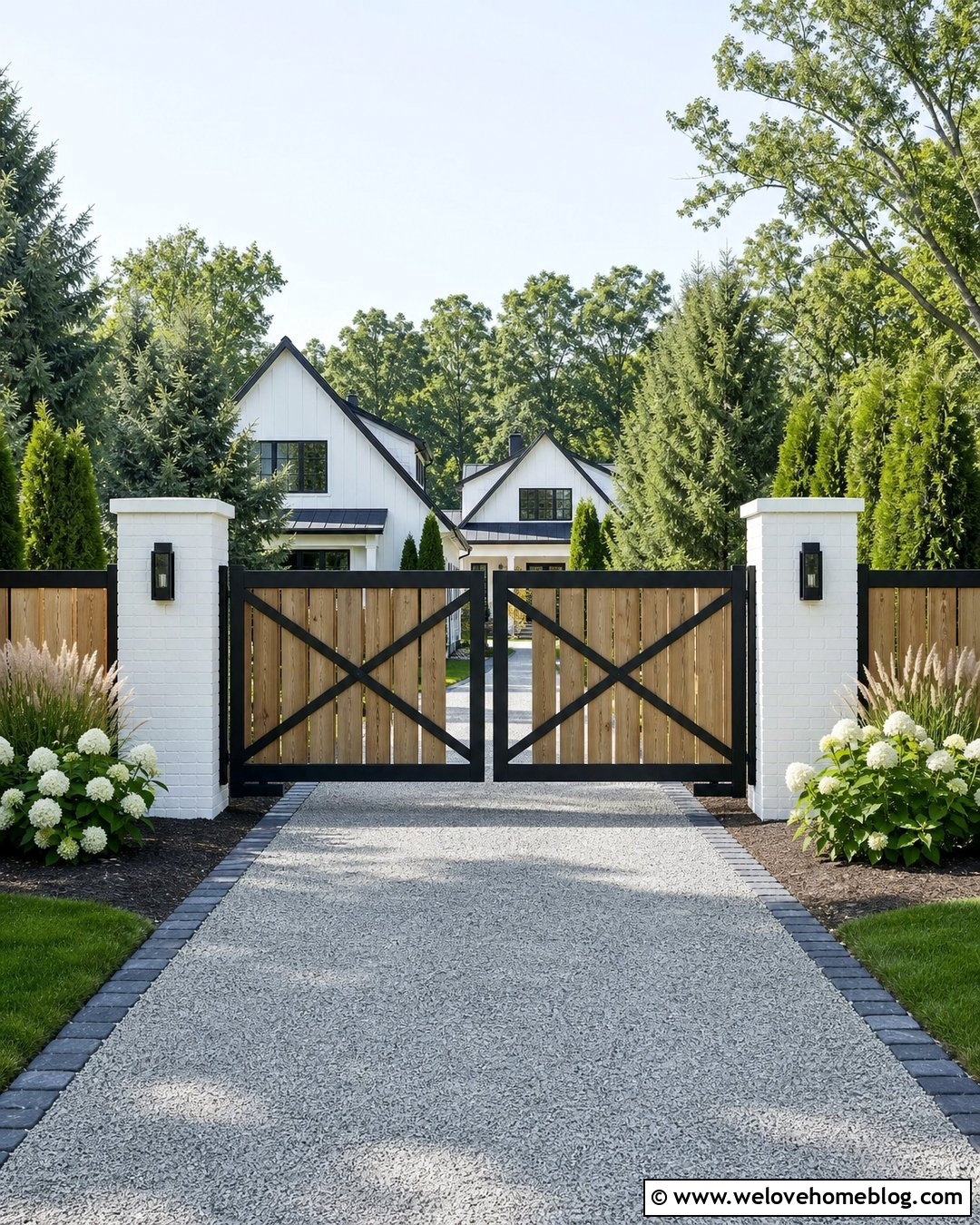 Modern Farmhouse Driveway Gate - 45 Driveway Gate Ideas