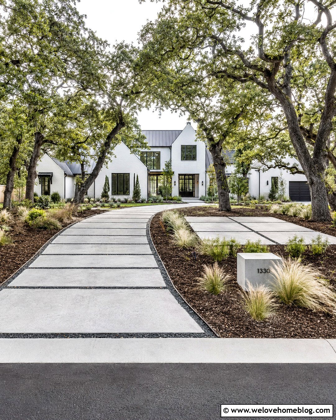 Modern Farmhouse Driveway With Oak Grove - 20 oak tree driveway ideas