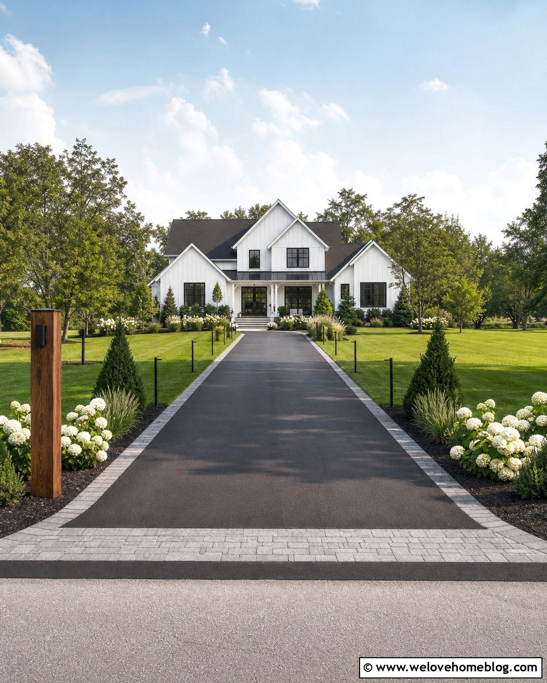 Modern Farmhouse Front Driveway - 45 Front Driveway Ideas