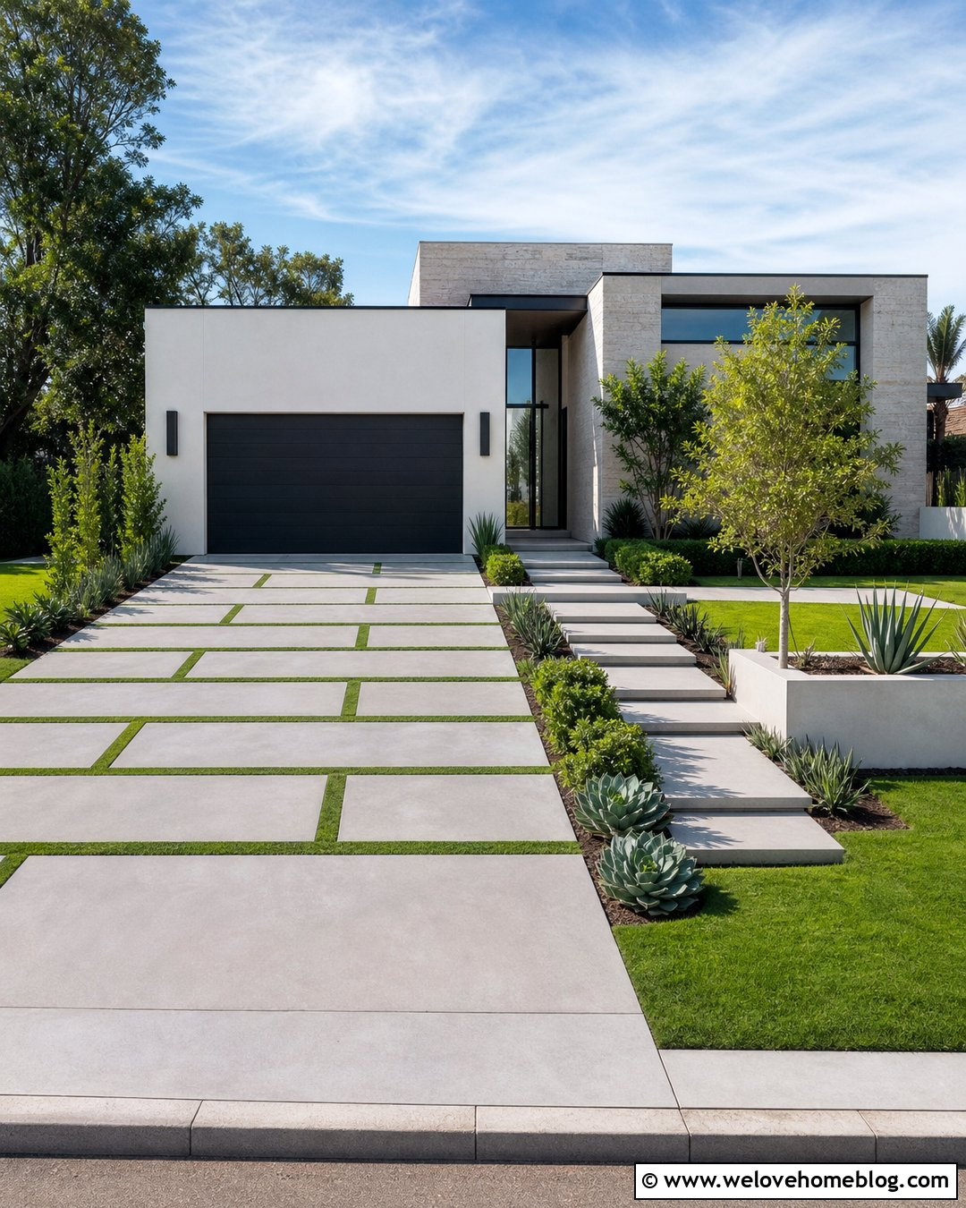 Modern Floating Slab Driveway With Grass Gaps - 20 modern driveway with grass accents ideas