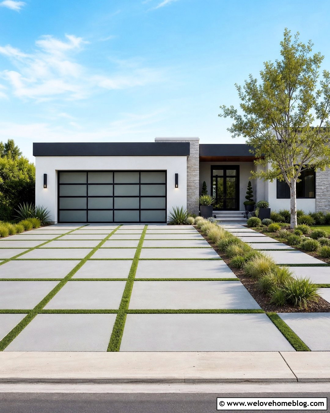 Modern Front Garden Driveway With Grass Strips - 25 front garden driveway ideas