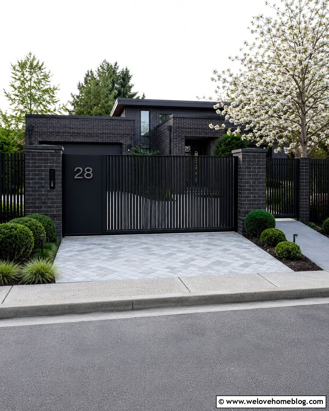 Modern Gate With Address Sign - 20 Driveway Gate Modern Ideas