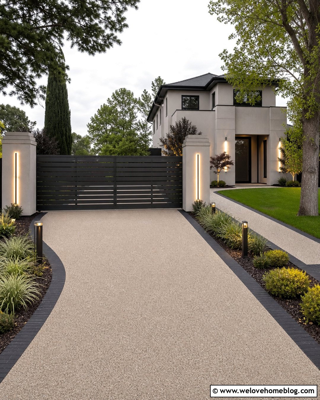 Modern Gate With Integrated Lighting - 35 Modern Gates Driveway Ideas