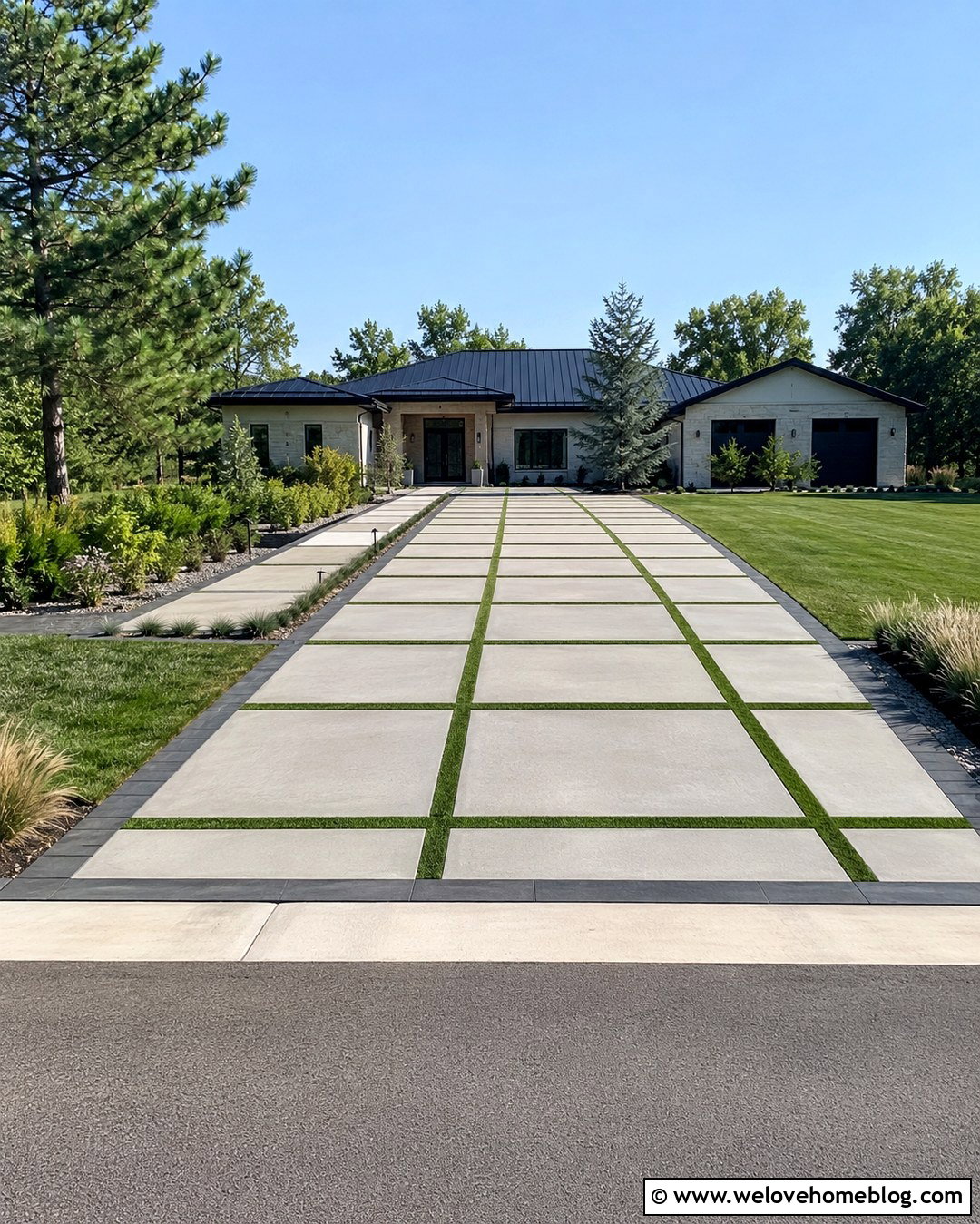 Modern Grass Grid Paver Driveway - 20 modern driveway with patterned pavers ideas