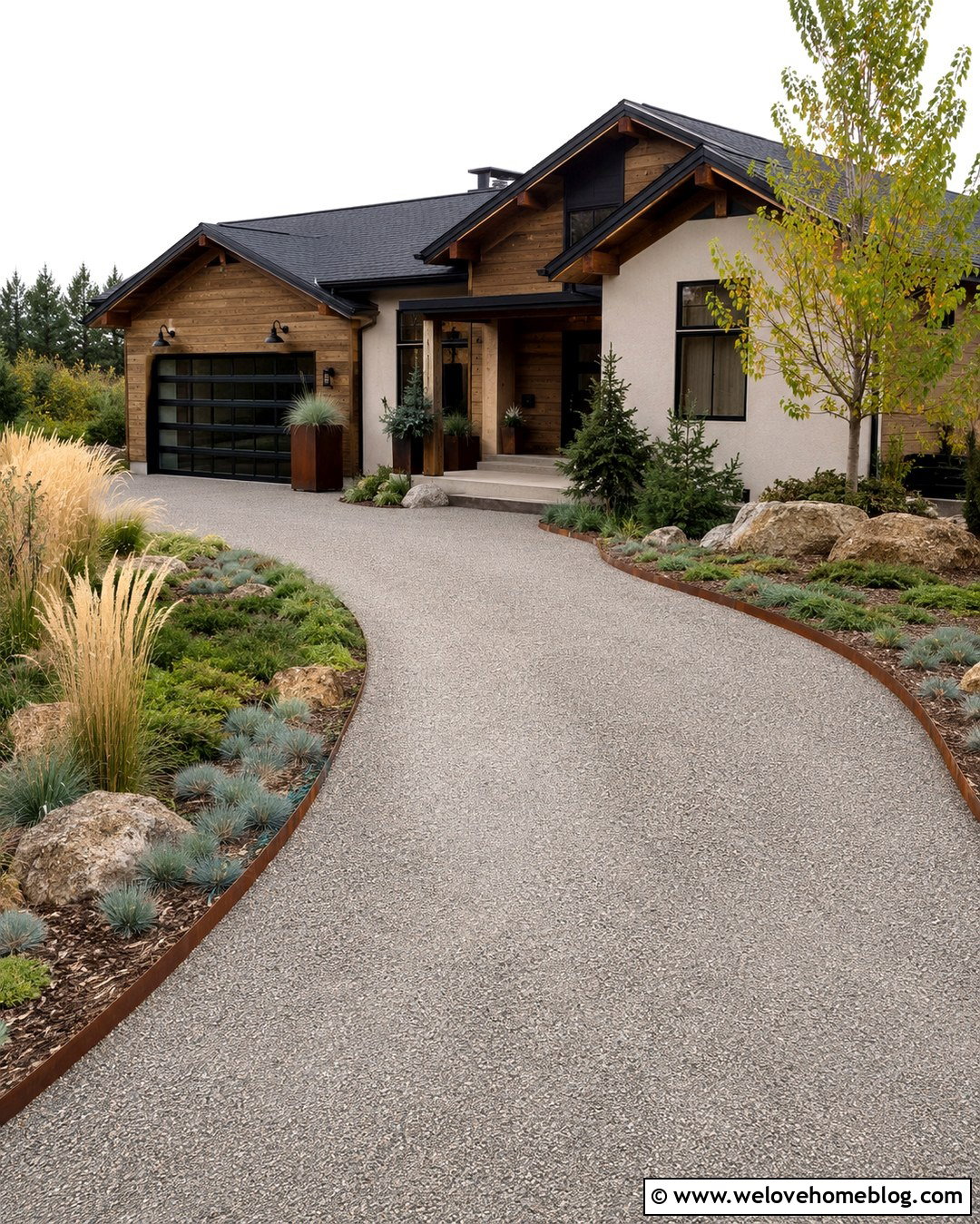 Modern Gravel Driveway With Corten Steel Edging - 20 modern driveway landscaping ideas
